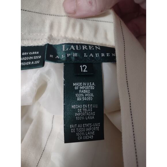 VTG Lauren‎ Ralph Lauren Super High Rise Wool Butter Yellow Pin Striped Pants - Picture 4 of 5